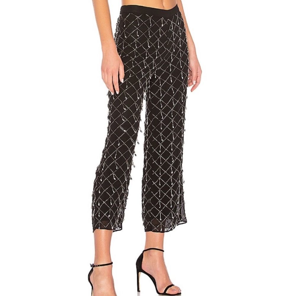 LPA Black 440 Embellished Bead Crop Pants Size XXS
